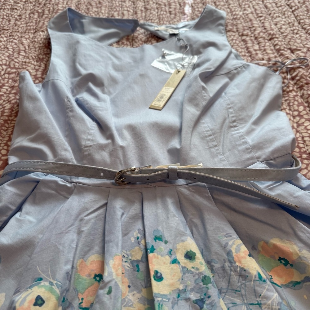 LC Lauren Conrad Sky Blue Floral Midi Dress - Picture 3 of 9